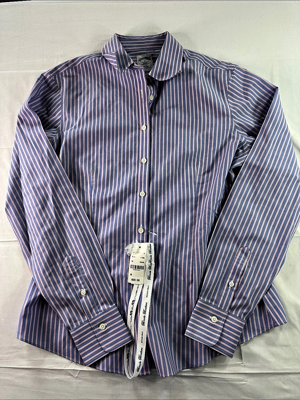 Brooks Brothers Striped Cotton Button Down in Blue & Pink Size 6 NWT